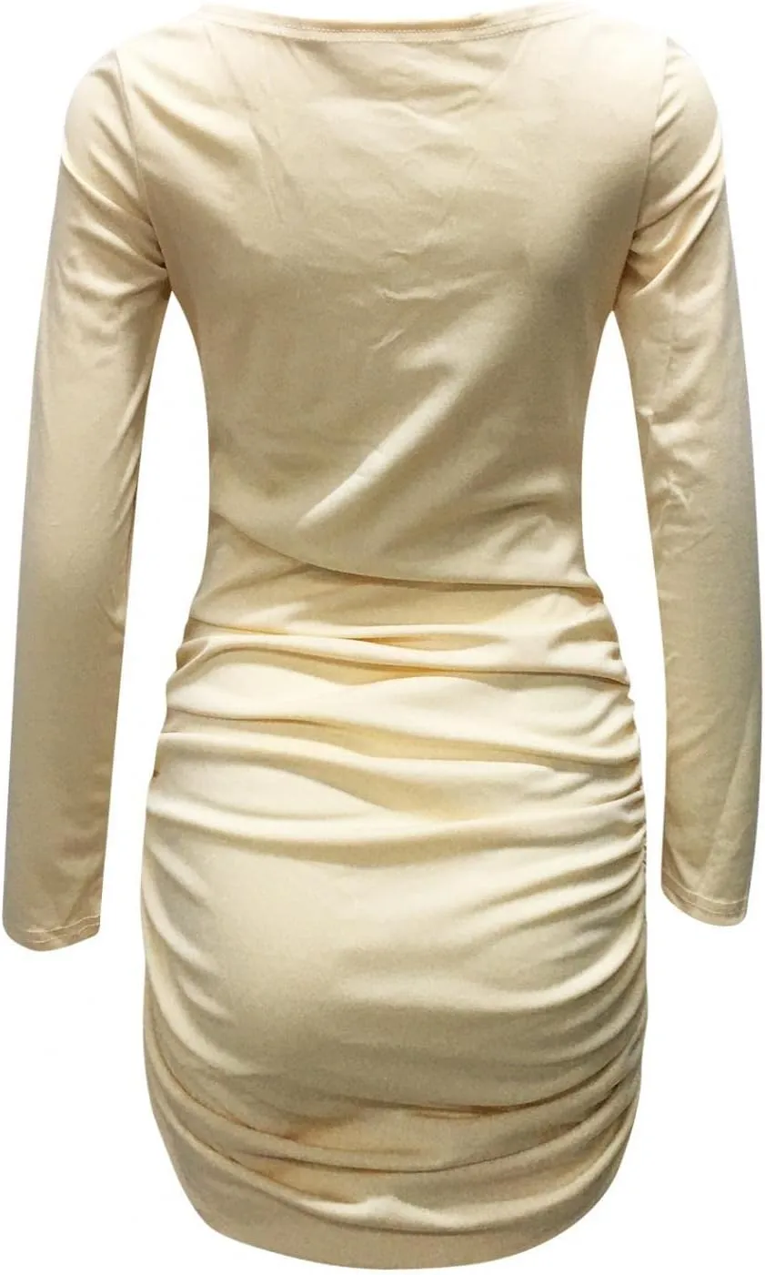 Long Sleeve Dress for Women Nightclub Wrap Sexy Deep V Neck Party Cocktail Swing Prom Evening Gowns Bodycon Mini Dress