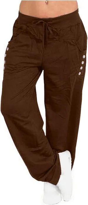 LRMQS Sweatpants Women Drawstring Elastic Waist Loose Fit Crop Straight Pants Running Workout Casual Trousers