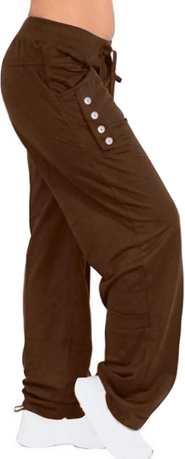 LRMQS Sweatpants Women Drawstring Elastic Waist Loose Fit Crop Straight Pants Running Workout Casual Trousers