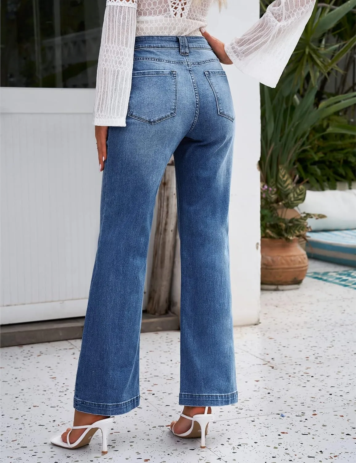 luvamia Wide Leg Jeans for Women Distressed Baggy High Waisted 90s Jeans Stretchy Denim Pants Trendy