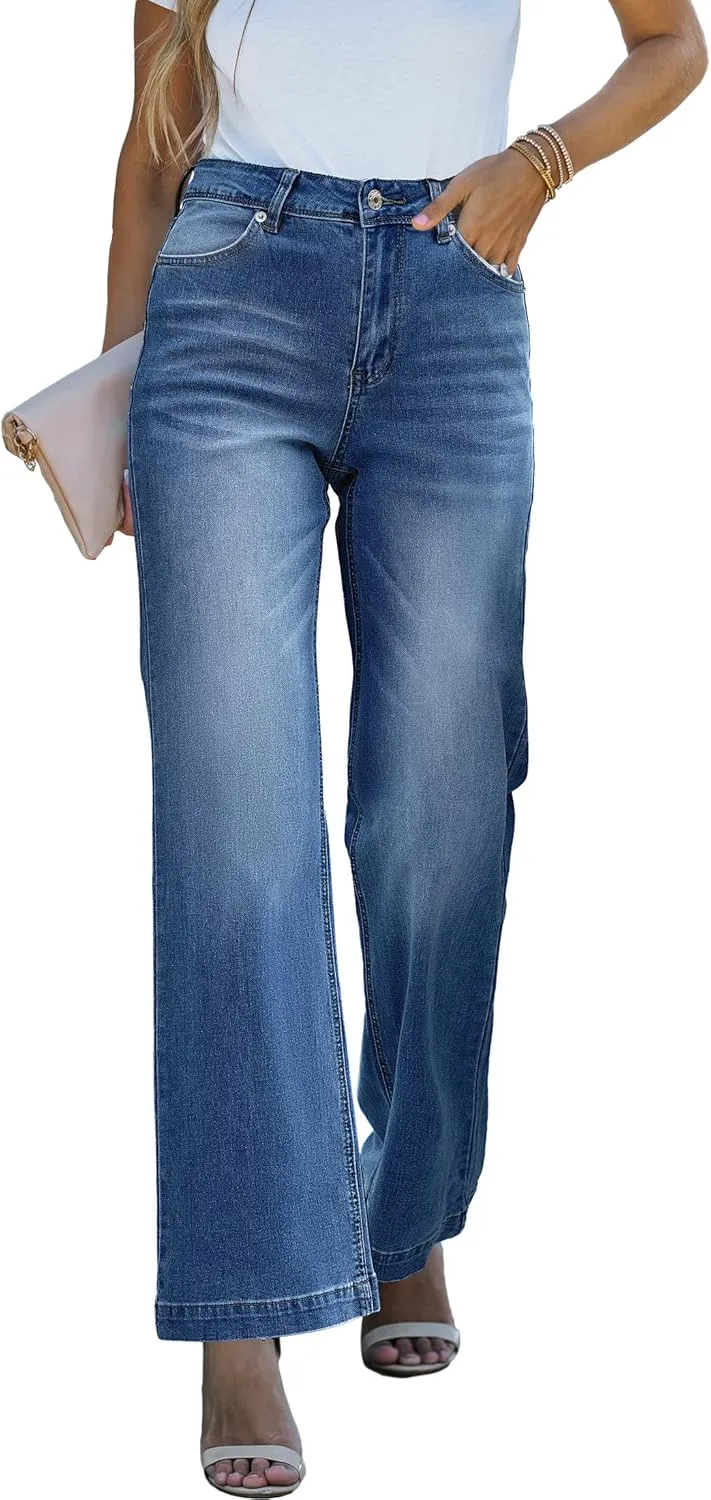 luvamia Wide Leg Jeans for Women Distressed Baggy High Waisted 90s Jeans Stretchy Denim Pants Trendy