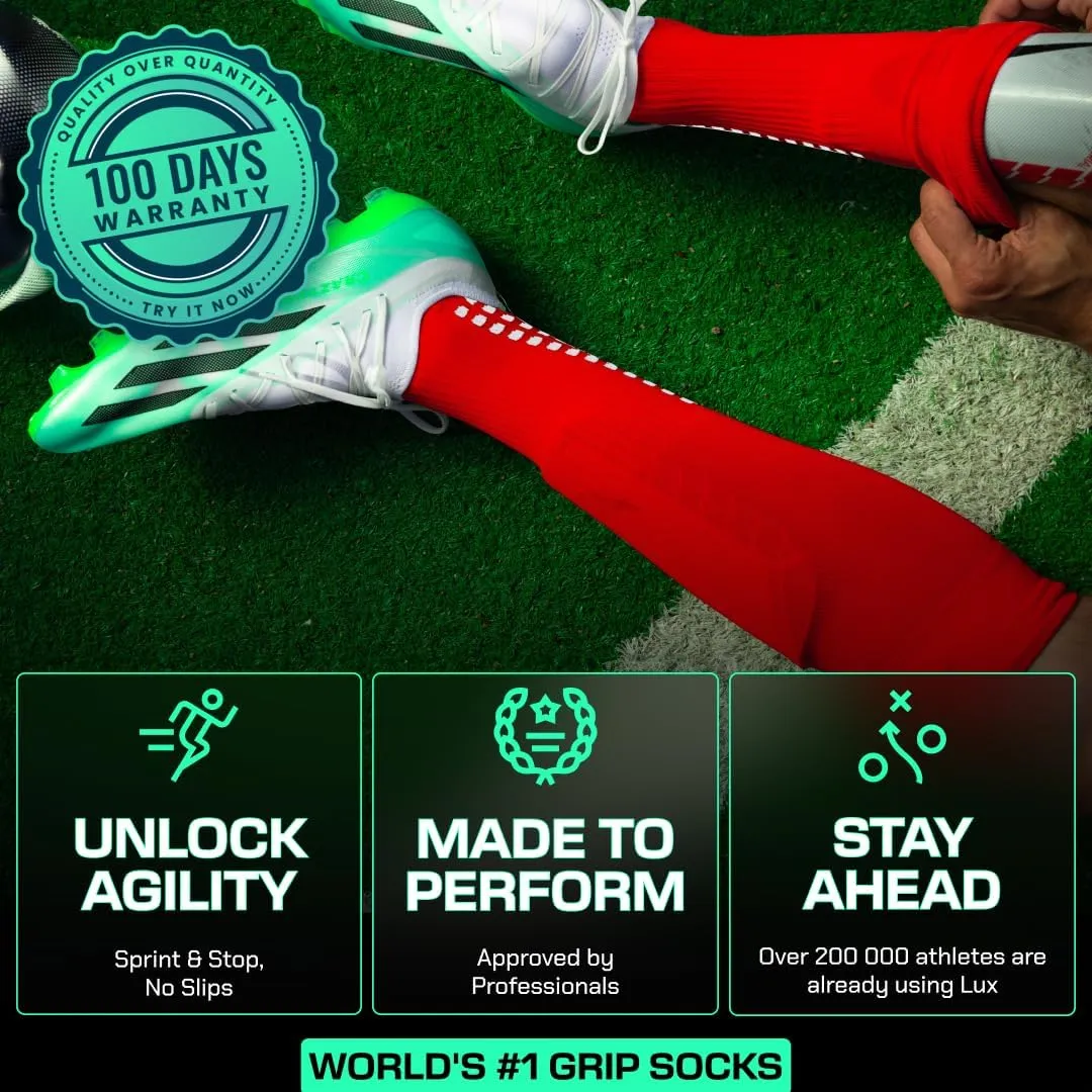 LUX Anti Slip Soccer Knee Socks,Non Slip Football/Basketball/Hockey Sports Grip Socks