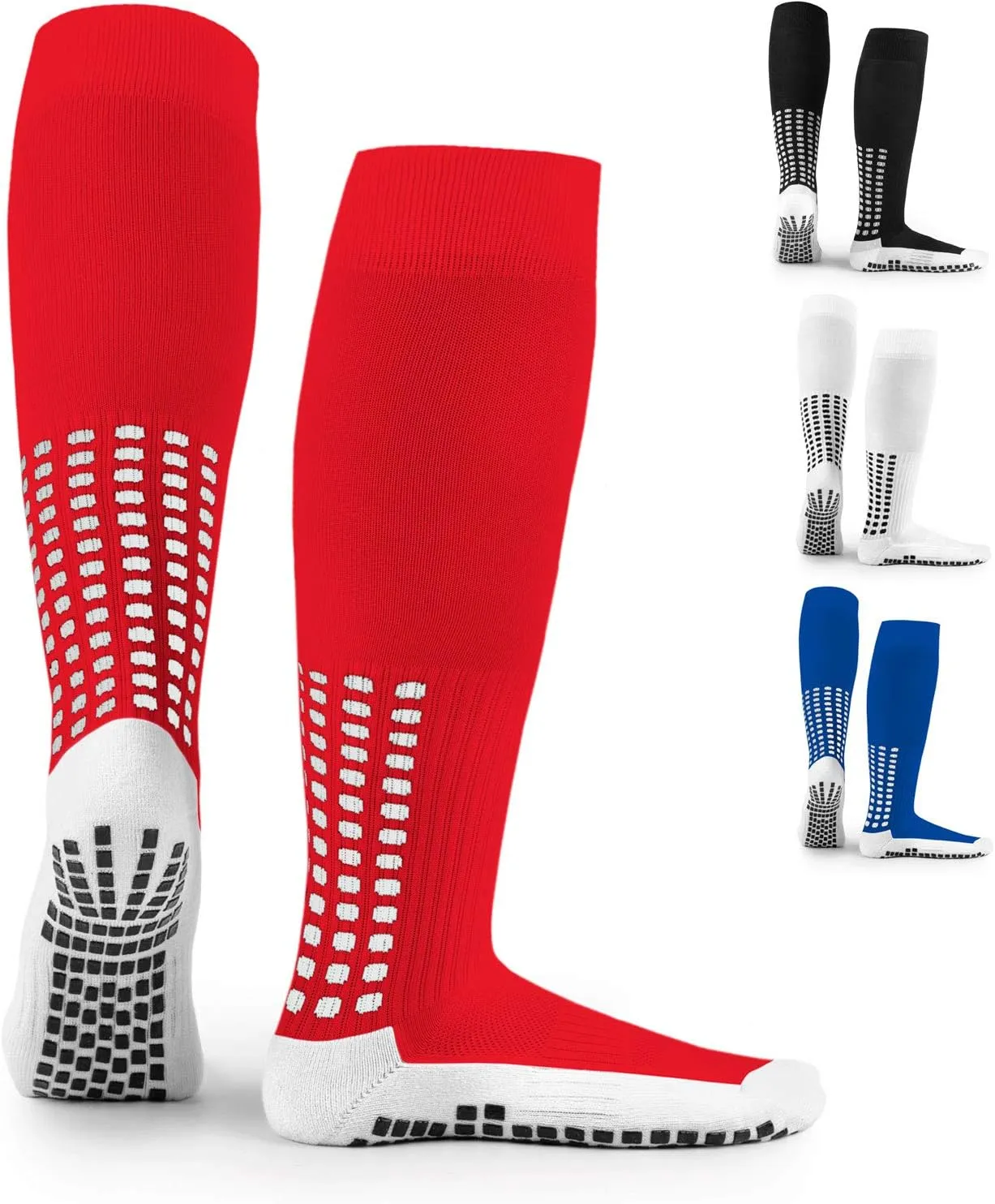 LUX Anti Slip Soccer Knee Socks,Non Slip Football/Basketball/Hockey Sports Grip Socks