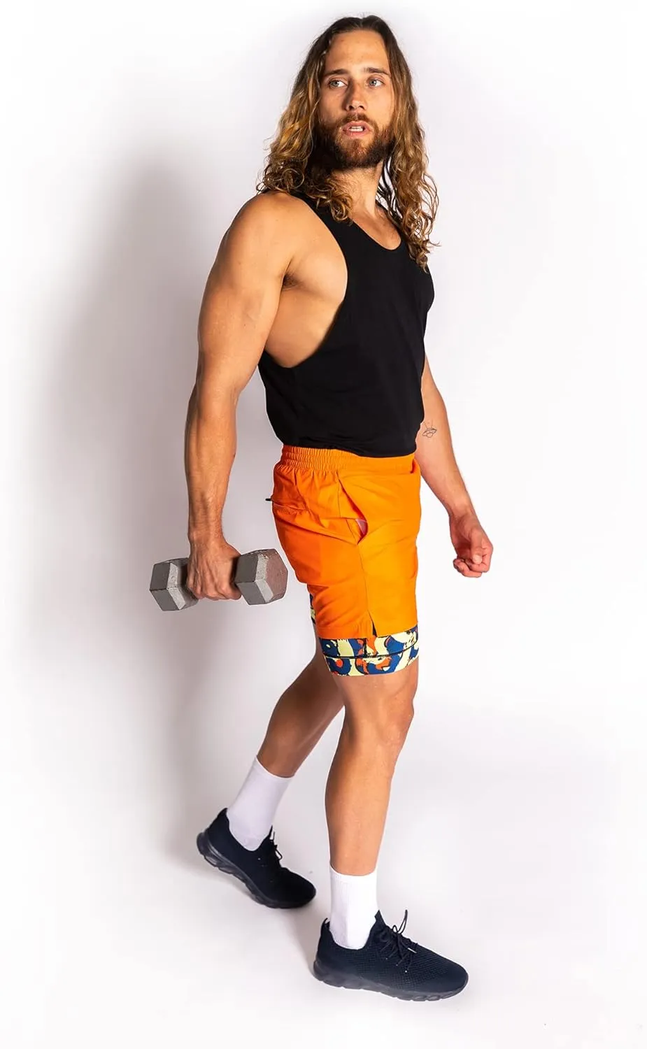 maamgic Mens Workout Shorts 2 in 1 Stretch 5" Gym Shorts Running Shorts with Compression Liner Zip Pocket