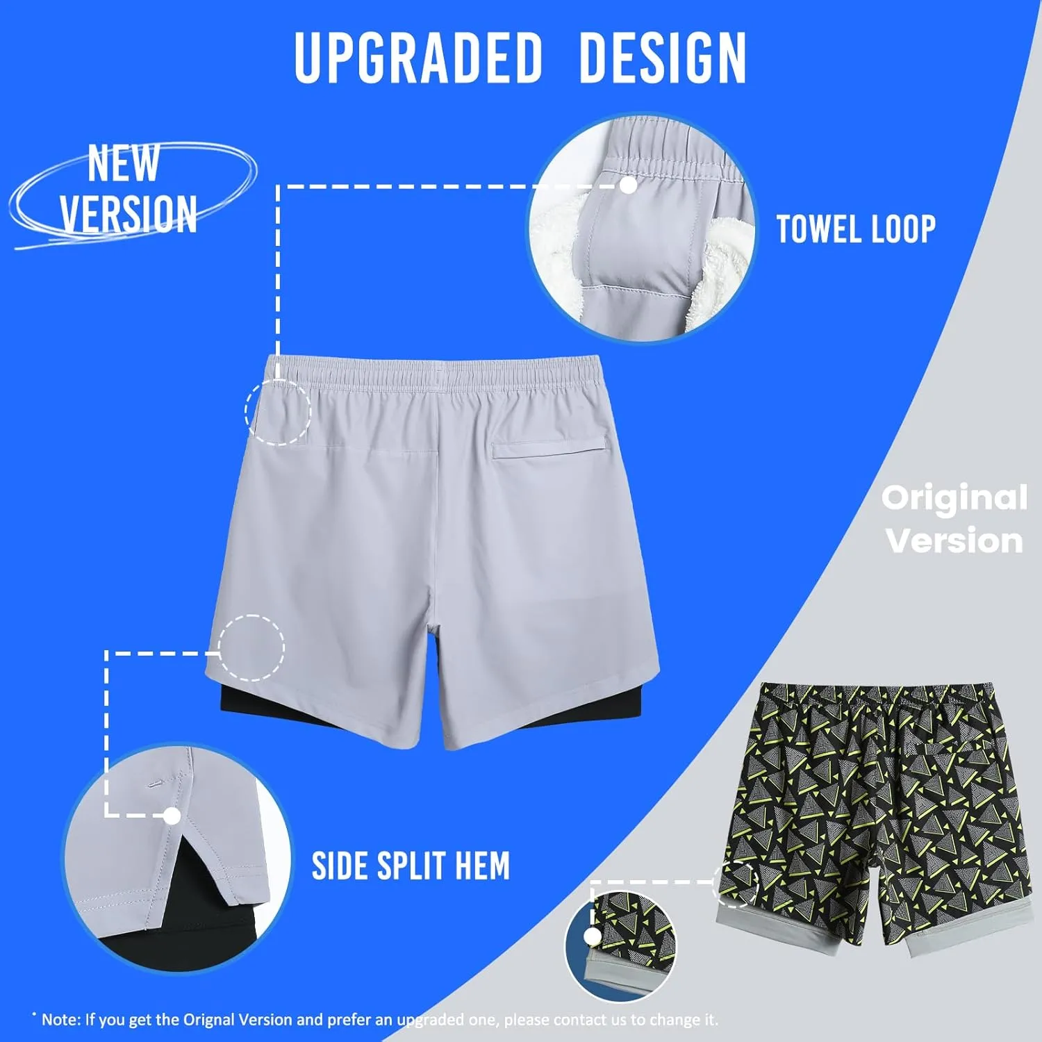 maamgic Mens Workout Shorts 2 in 1 Stretch 5" Gym Shorts Running Shorts with Compression Liner Zip Pocket