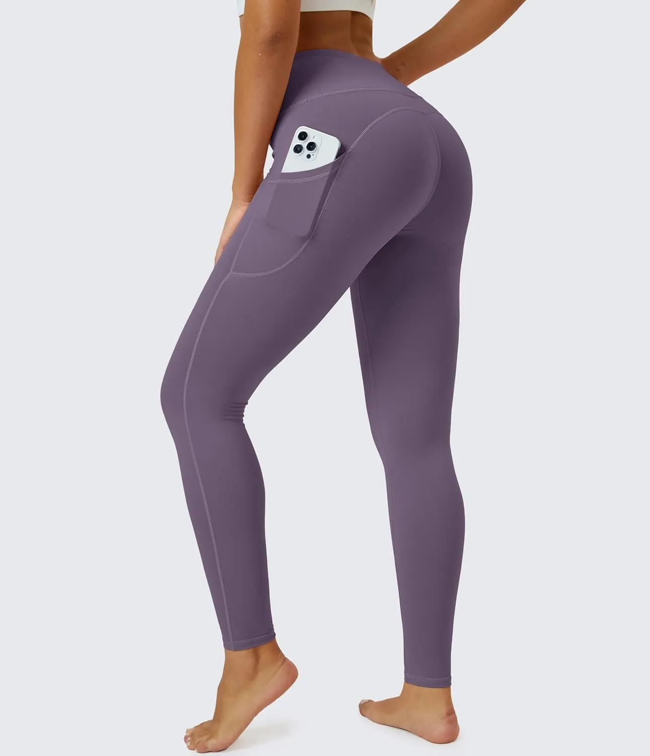MAGCOMSEN Women's Yoga Leggings V Waist Gym Workout Athletic Leggings with Pockets Stretch Soft Leggings Spring Autumn