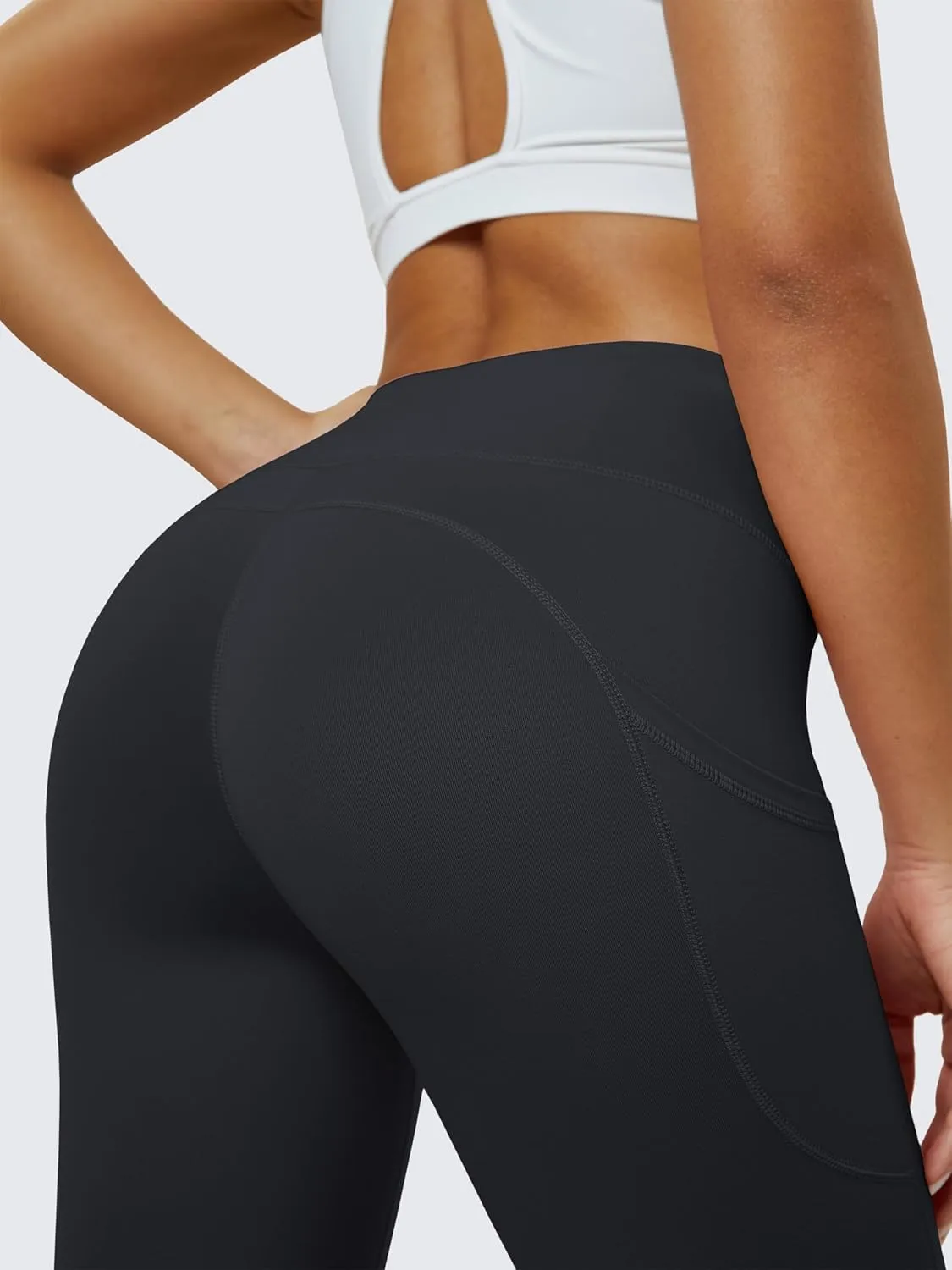 MAGCOMSEN Women's Yoga Leggings V Waist Gym Workout Athletic Leggings with Pockets Stretch Soft Leggings Spring Autumn