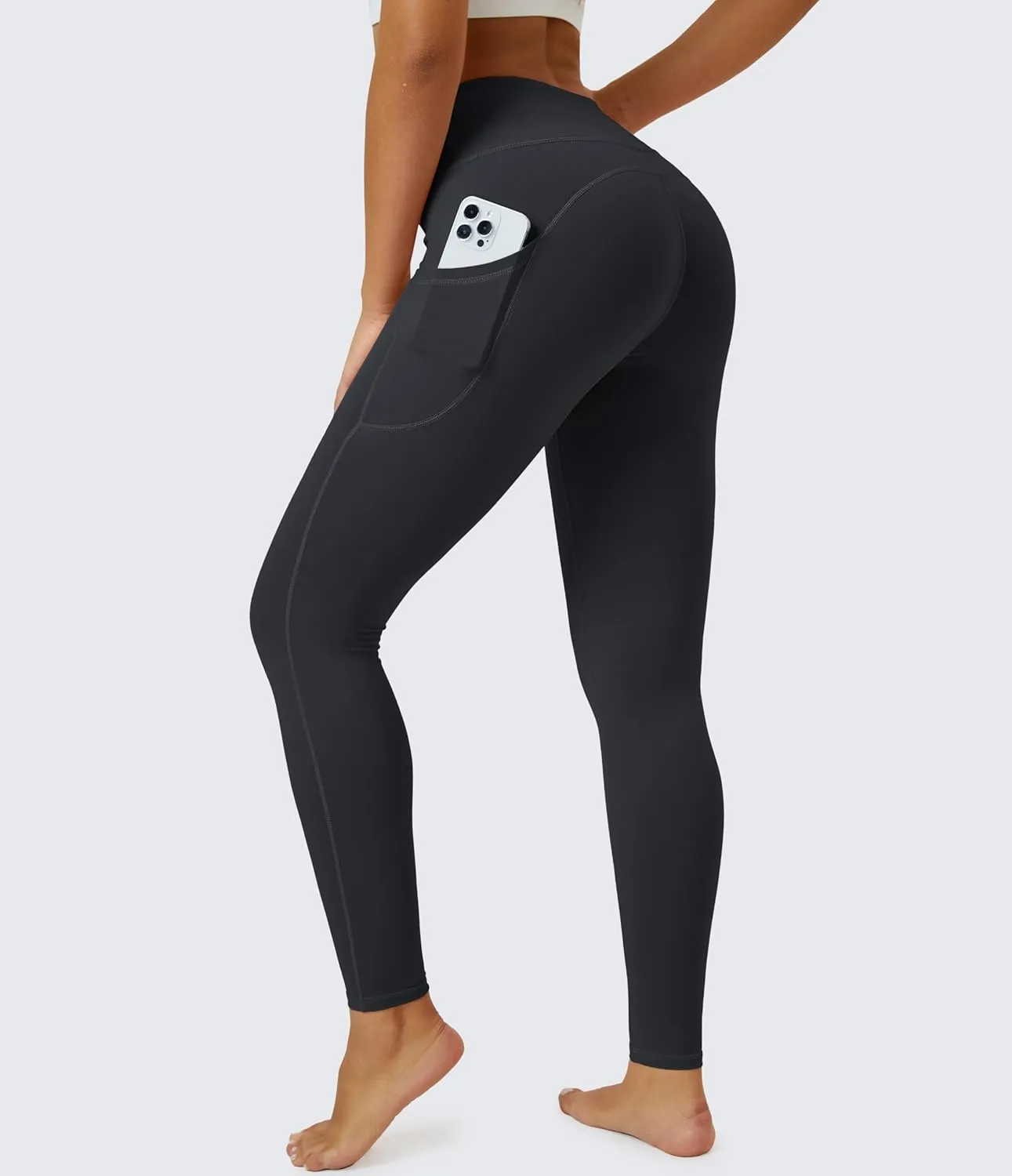 MAGCOMSEN Women's Yoga Leggings V Waist Gym Workout Athletic Leggings with Pockets Stretch Soft Leggings Spring Autumn
