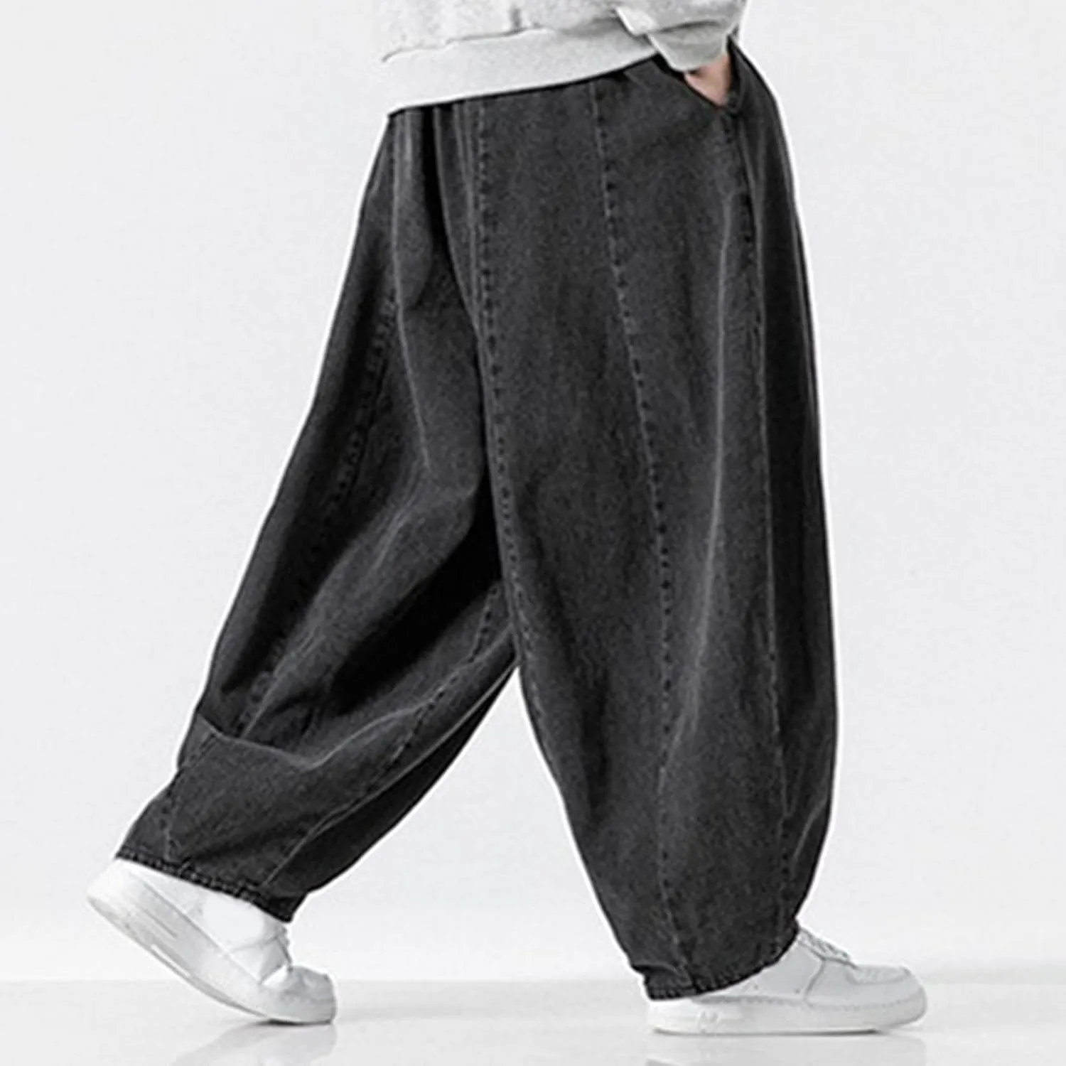 Maiyifu-GJ Men's Wide Leg Big Tall Jeans Straight Leg Fashion Denim Pants Relaxed Fit Hip Hop Casual Jean Trousers