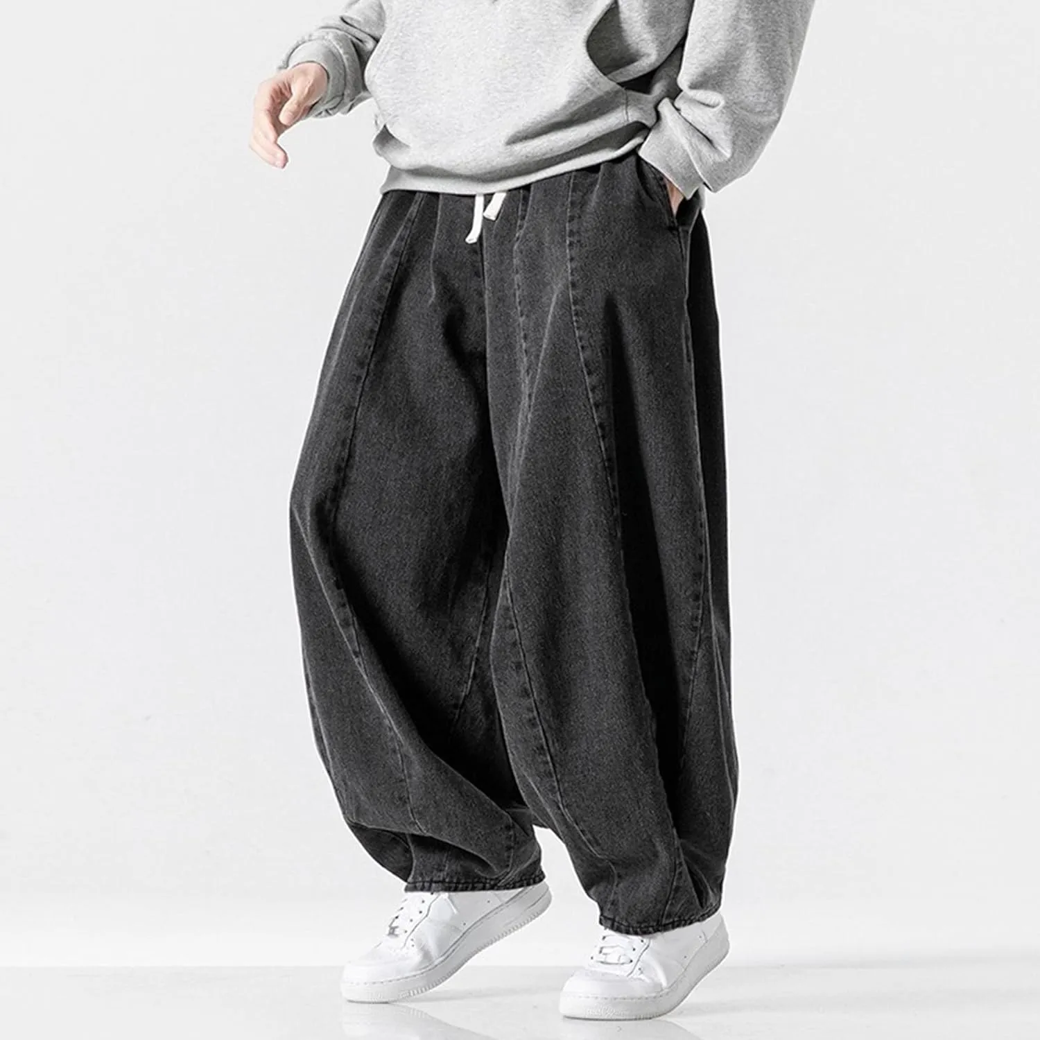 Maiyifu-GJ Men's Wide Leg Big Tall Jeans Straight Leg Fashion Denim Pants Relaxed Fit Hip Hop Casual Jean Trousers