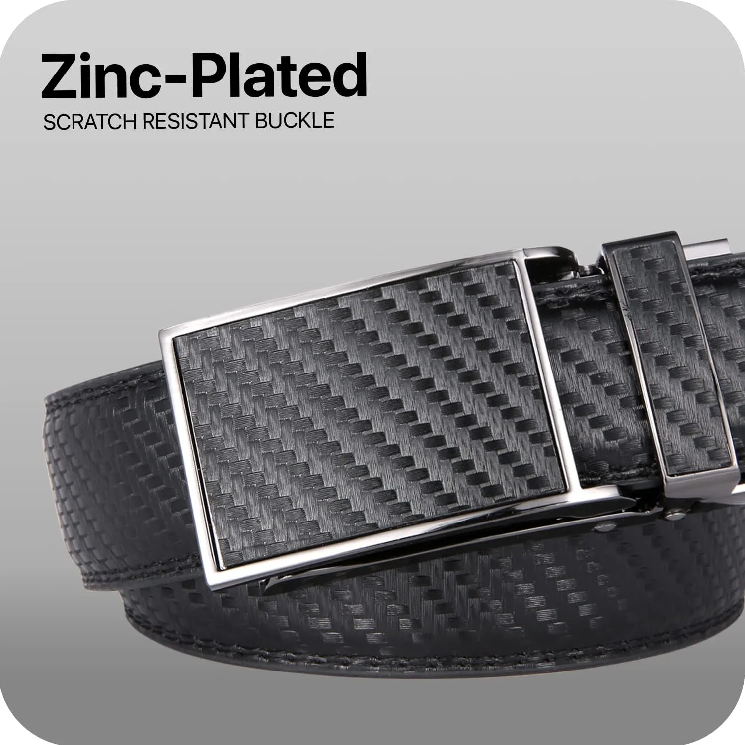Marino Avenue Ratchet Belt for Men. Adjustable Leather Dress Belt with 38 Easy to Click Into Place Ratchet Closures.
