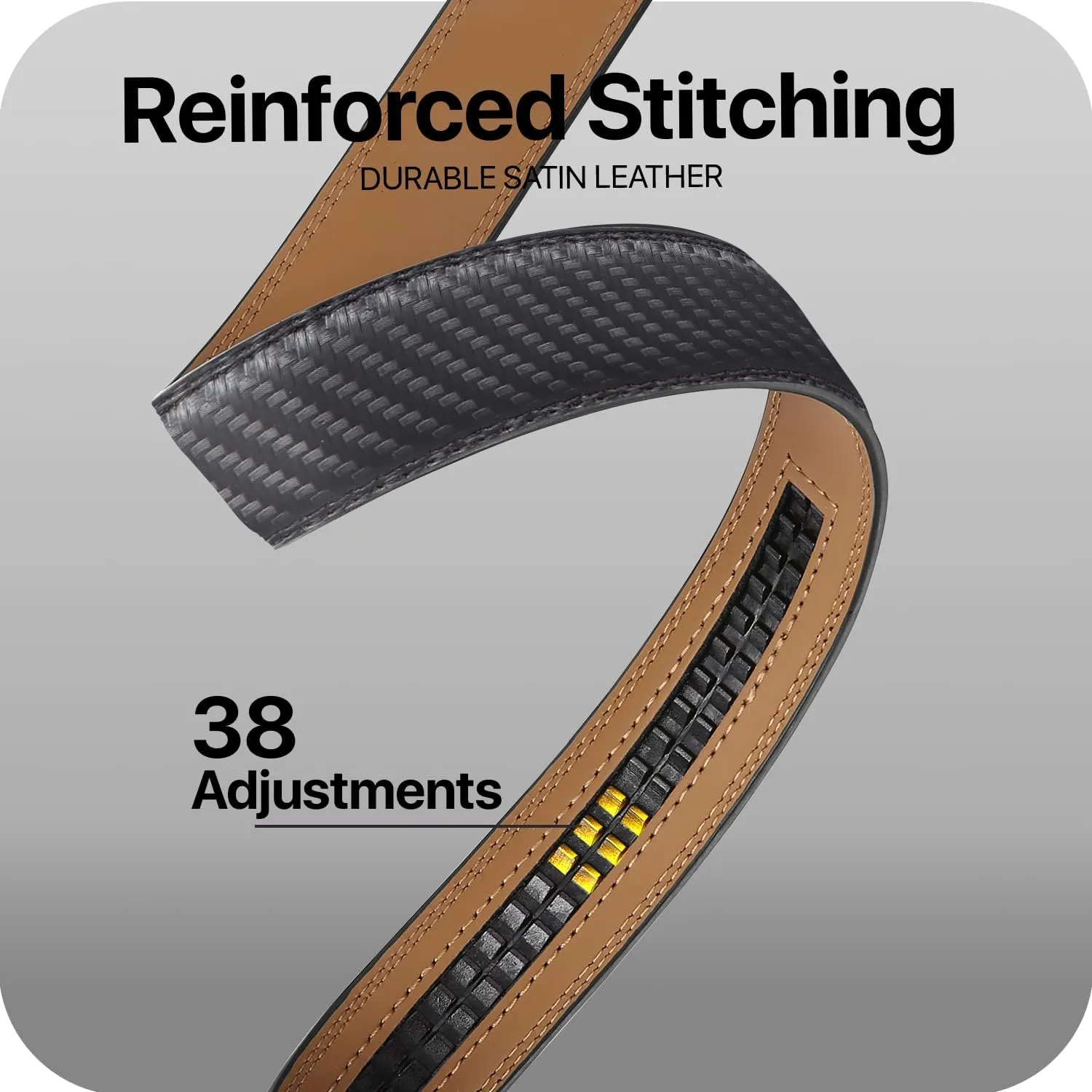 Marino Avenue Ratchet Belt for Men. Adjustable Leather Dress Belt with 38 Easy to Click Into Place Ratchet Closures.