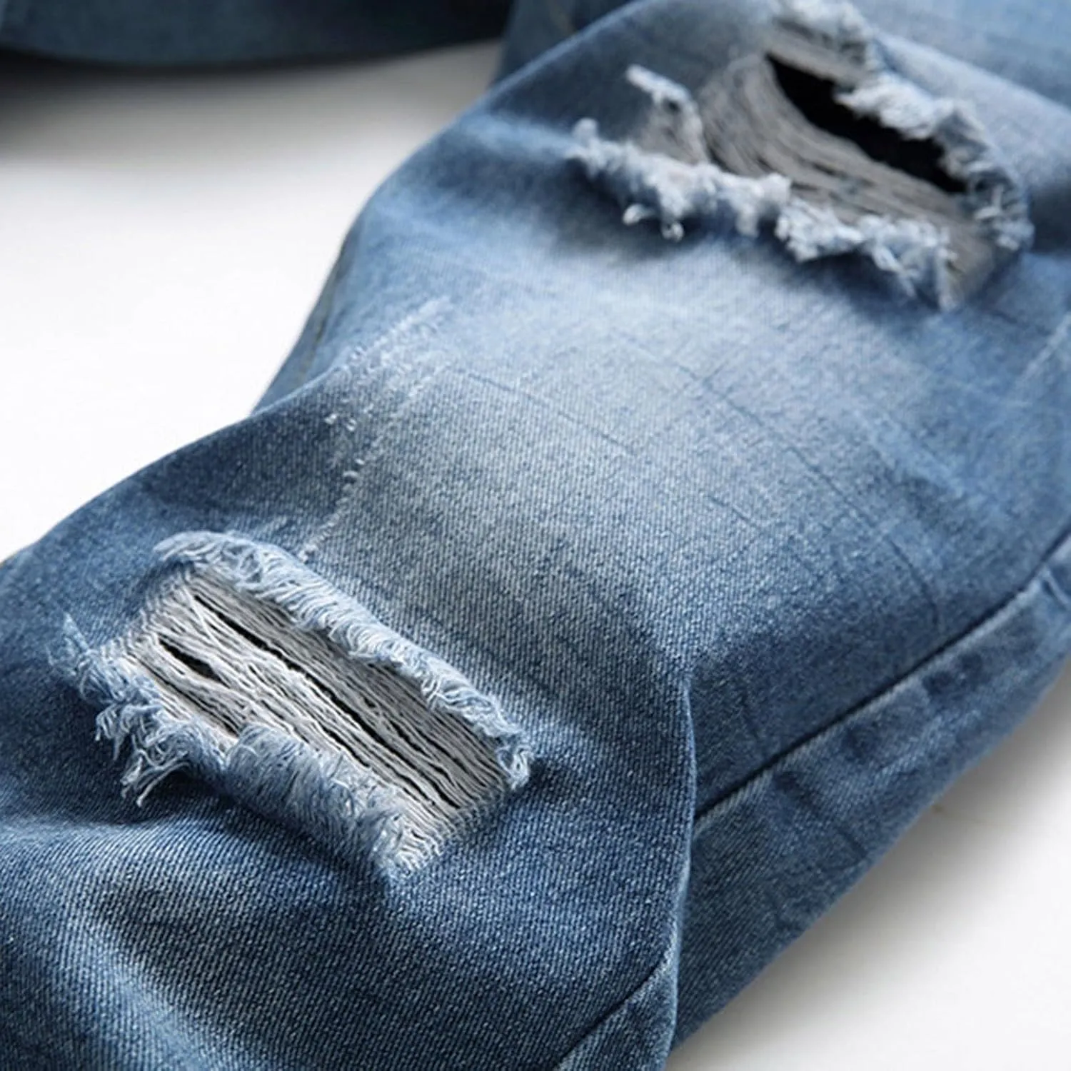 Men Slim Zipper Denim Jeans Pants Pure Colour Jean with Zipper Pockets Jean Trouser Solid Fashion Straight Leg Jeans