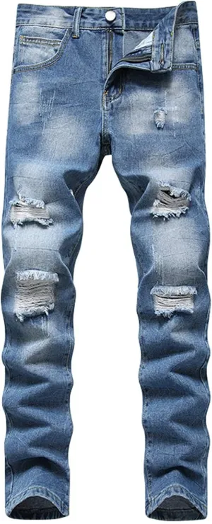 Men Slim Zipper Denim Jeans Pants Pure Colour Jean with Zipper Pockets Jean Trouser Solid Fashion Straight Leg Jeans
