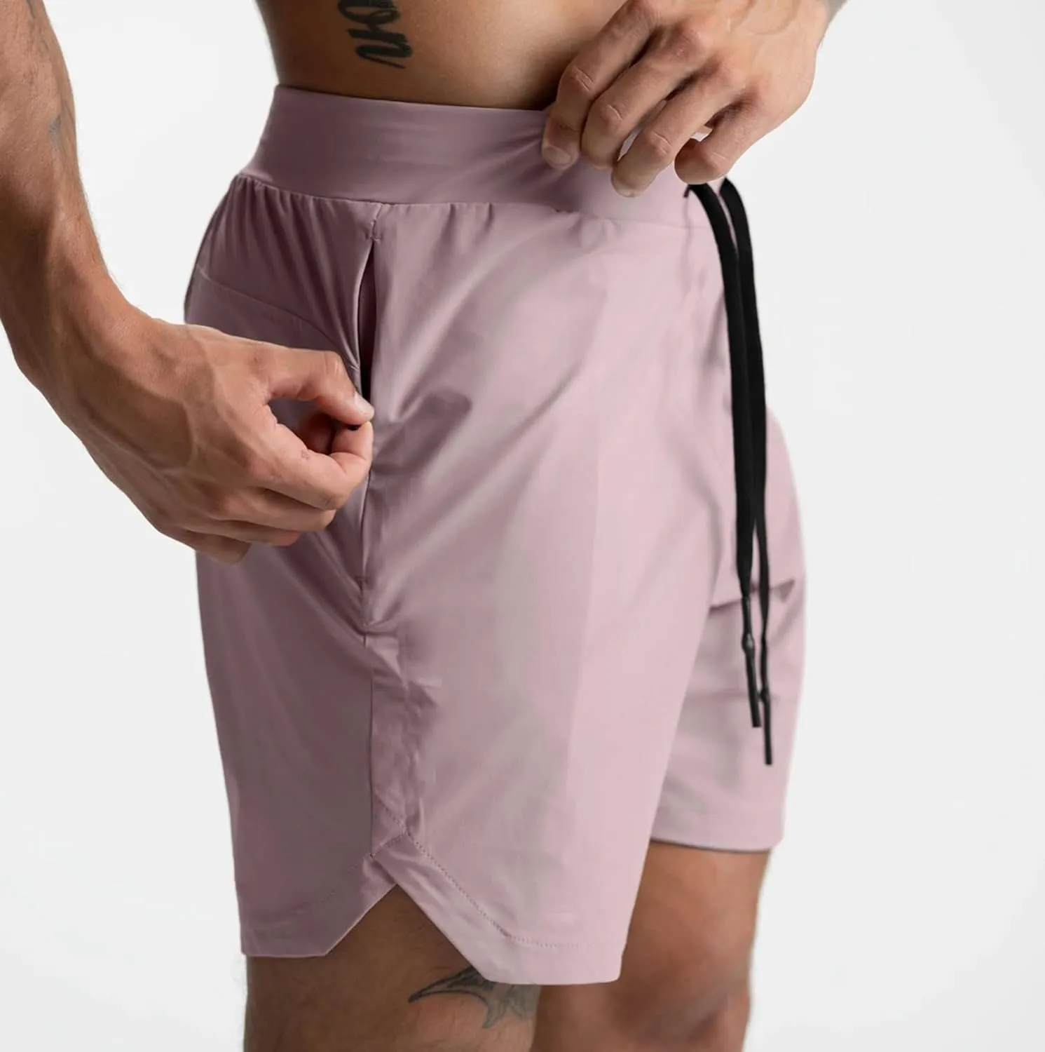 Mens Athletic Running Shorts Jogging Stretch Quick Dry Shorts Elastic High Waist Shorts Phone Pockets