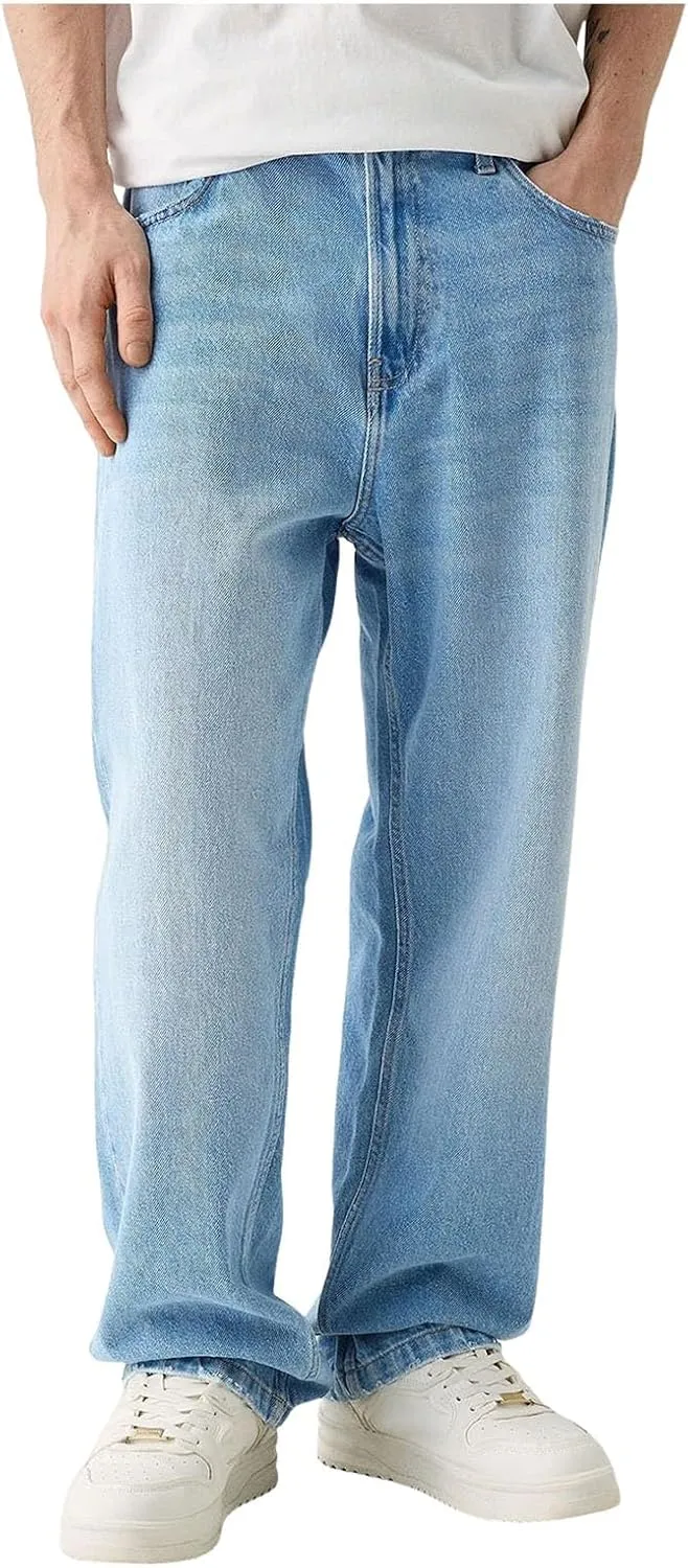 Men's Baggy Jeans Y2k Straight Leg Denim Pants Relaxed Fit Jean Gothic Vintage Casual Hip Hop Streetwear Pant Trouser