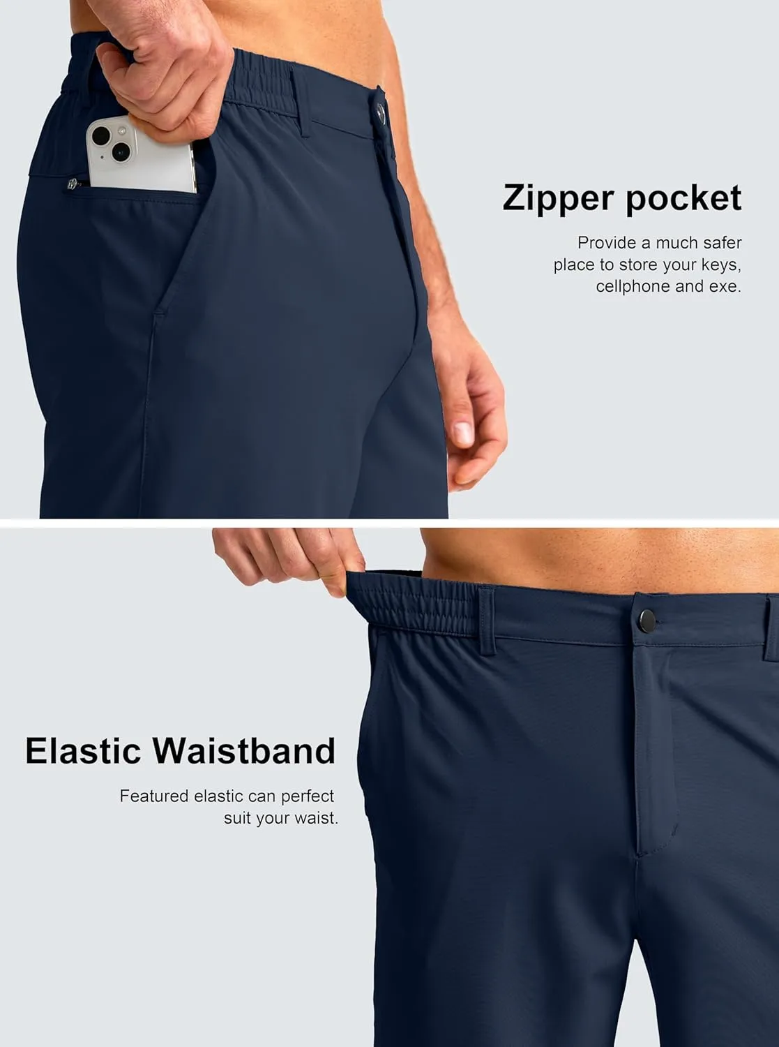 Men's Casual Shorts 7" Lightweight Golf Shorts for Men Stretch with 3 Pockets Quick Dry Breathable Work Shorts