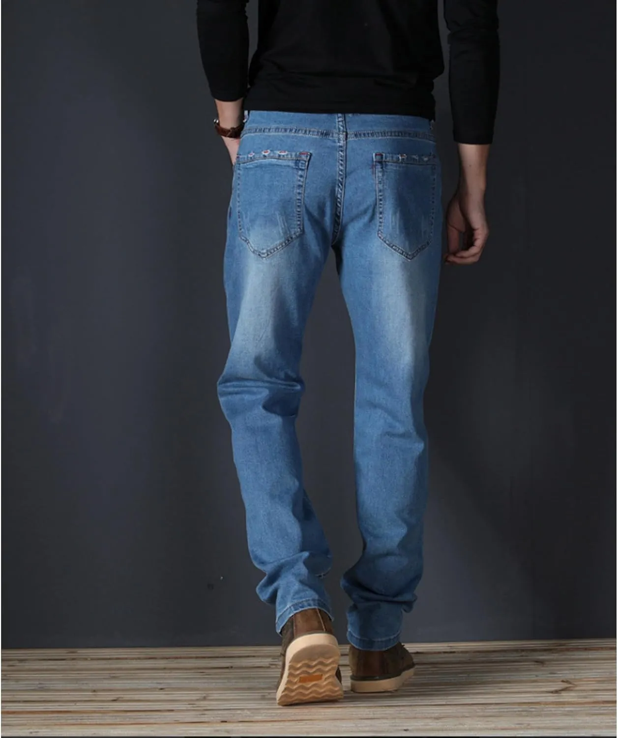 Men's Classic Relaxed Fit Jean Lightweight Straight Leg Washed Denim Jeans Retro Distressed Loose Fit Jean Pants