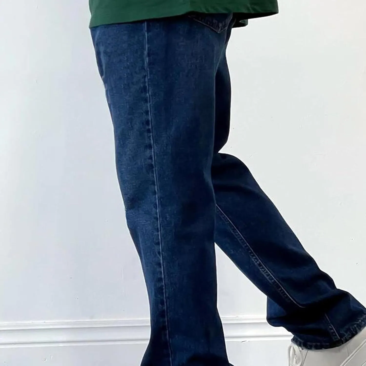 Men's High Waist Loose Jeans Stretch Baggy Straight Leg Denim Utility Work Pants Relaxed Fit Slacks Wide Leg Trousers
