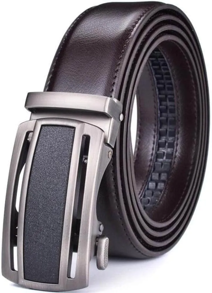 Men's Leather Ratchet Belt Dress with Slide Click Automatic Buckle Plus Size 65cm To 160cm Luxury,BK13,95cm (Waist 80cm)