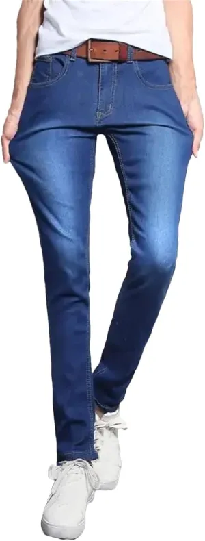 Men's Loose Fit Straight Leg Denim Jeans Baggy Wide Leg Plain Pants Jeans with Pockets