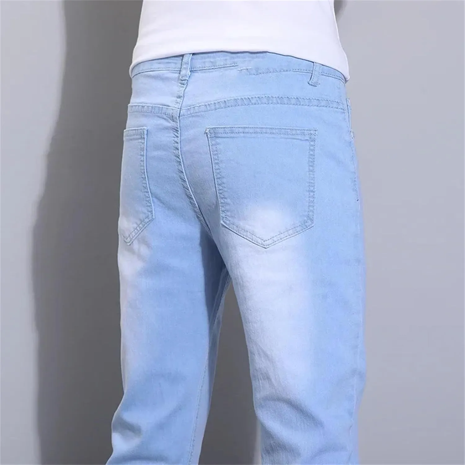 Men's Loose Fit Straight Leg Denim Jeans Baggy Wide Leg Plain Pants Jeans with Pockets