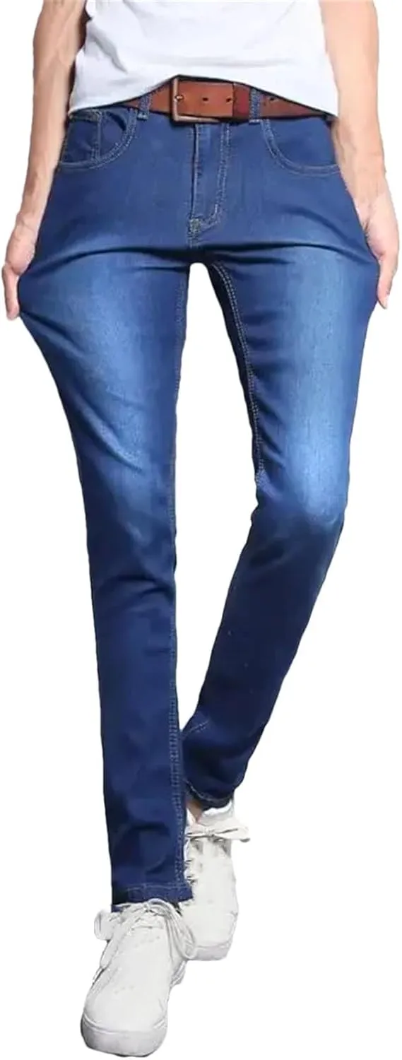 Men's Loose Fit Straight Leg Denim Jeans Baggy Wide Leg Plain Pants Jeans with Pockets