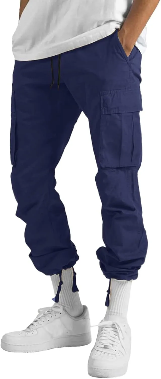Men's Outdoor Cargo Pants Lightweight Relaxed Fit Tactical Hiking Jogger Classic Multi Pockets Fashion Trousers