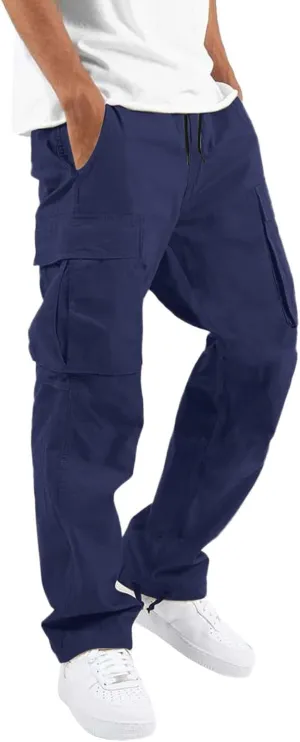 Men's Outdoor Cargo Pants Lightweight Relaxed Fit Tactical Hiking Jogger Classic Multi Pockets Fashion Trousers