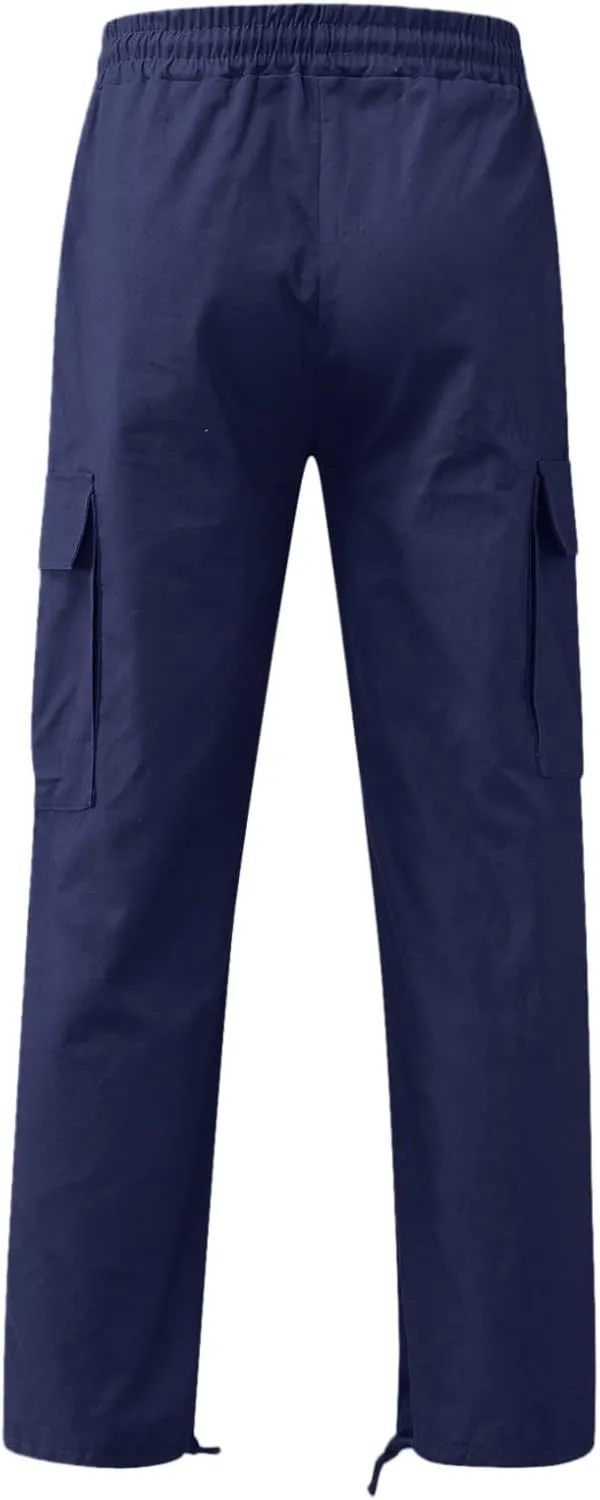 Men's Outdoor Cargo Pants Lightweight Relaxed Fit Tactical Hiking Jogger Classic Multi Pockets Fashion Trousers