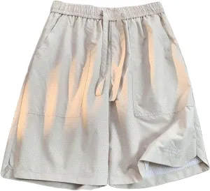 Men's Quick-Dry Athletic Shorts with Pockets Elastic Waist Drawstring Gym Shorts Stretch Activewear Running Shorts