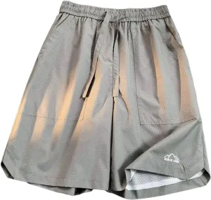 Men's Quick-Dry Athletic Shorts with Pockets Elastic Waist Drawstring Gym Shorts Stretch Activewear Running Shorts