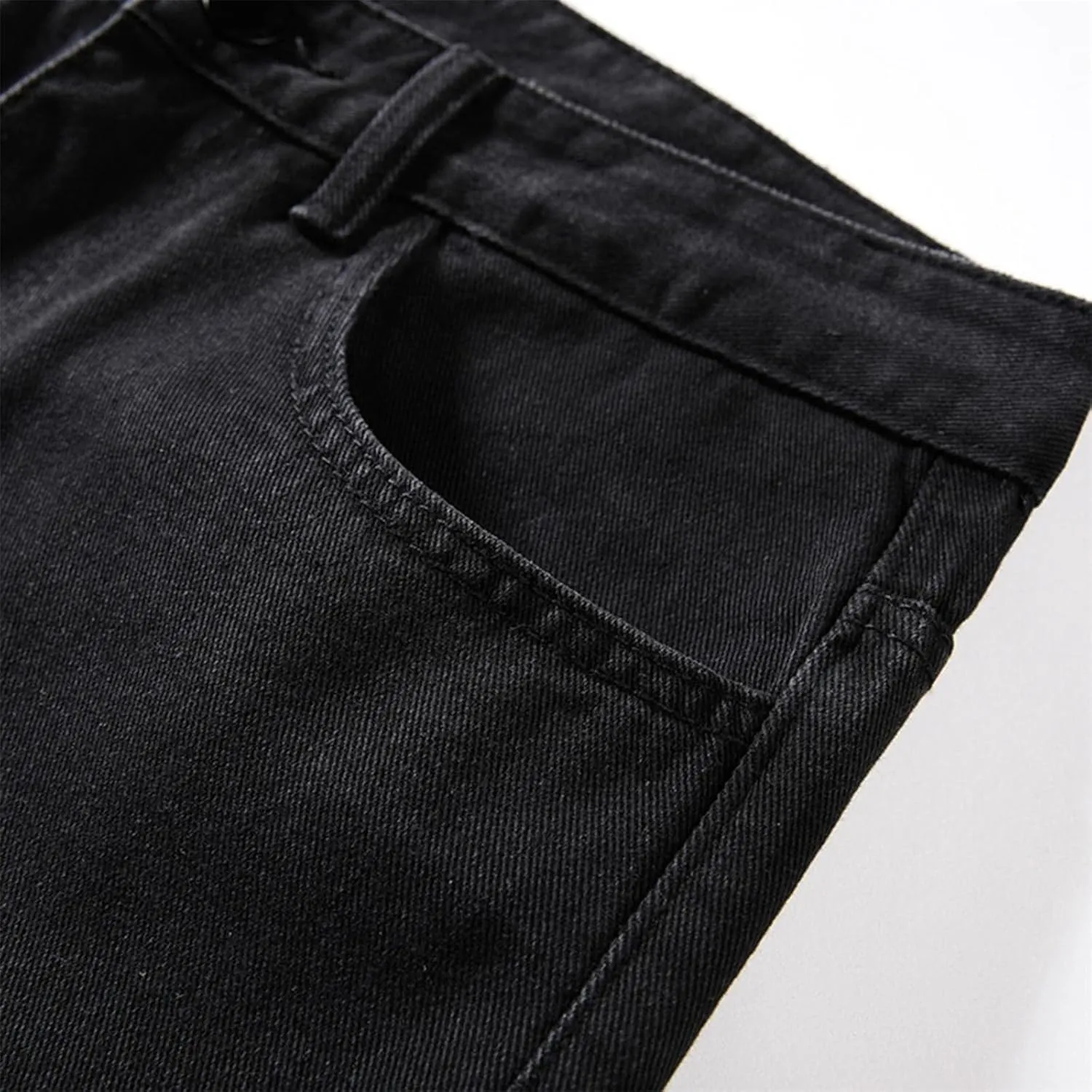 Men's Relaxed Fit Flex Jeans Solid Classic Regular Straight Leg Jean Casual Loose Fit Trousers with Pockets for Daily