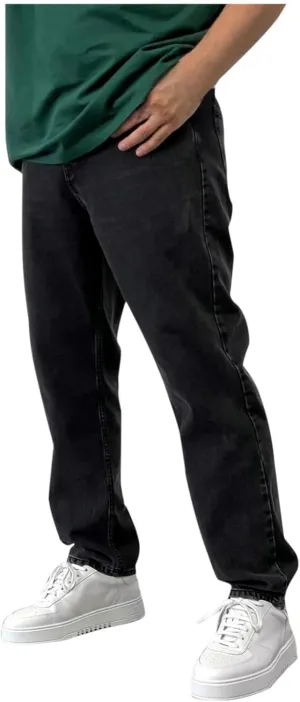 Men's Relaxed Fit Flex Jeans Solid Classic Regular Straight Leg Jean Casual Loose Fit Trousers with Pockets for Daily