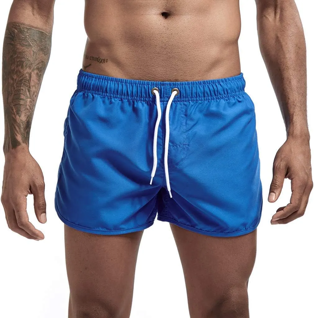 Men's Running Athletic Shorts Workout Gym Quick Dry Lightweight Shorts Casual Drawstring Elastic Summer Beach Shorts