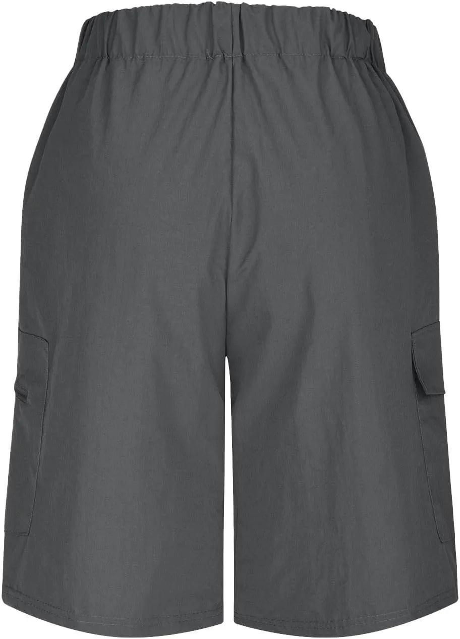 Mens Running Shorts Quick Dry Athletic Gym Shorts Stretch Wasit Zipper Pockets Outdoor Hiking Fishing Jogging Shorts