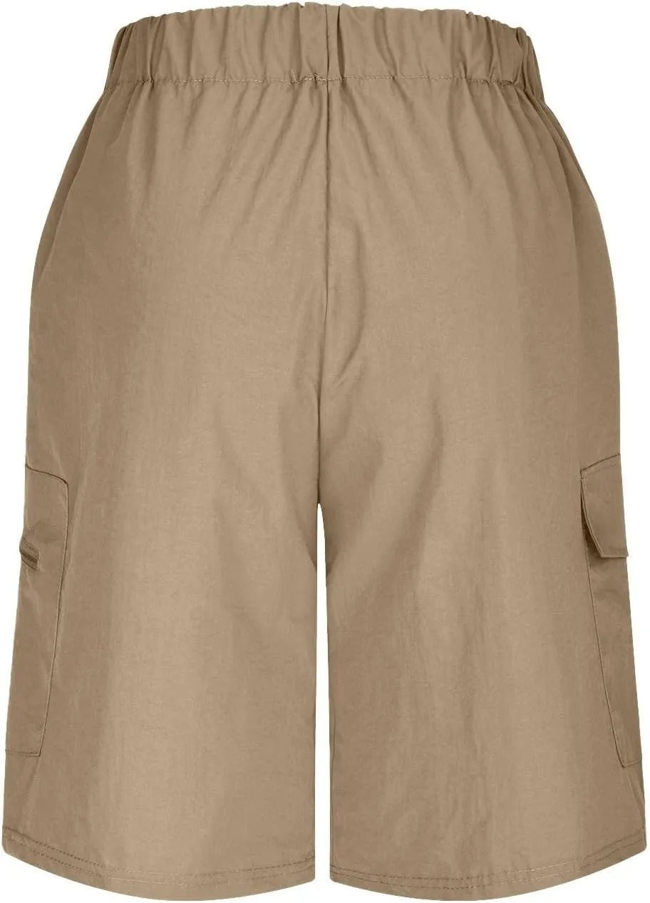 Mens Running Shorts Quick Dry Athletic Gym Shorts Stretch Wasit Zipper Pockets Outdoor Hiking Fishing Jogging Shorts