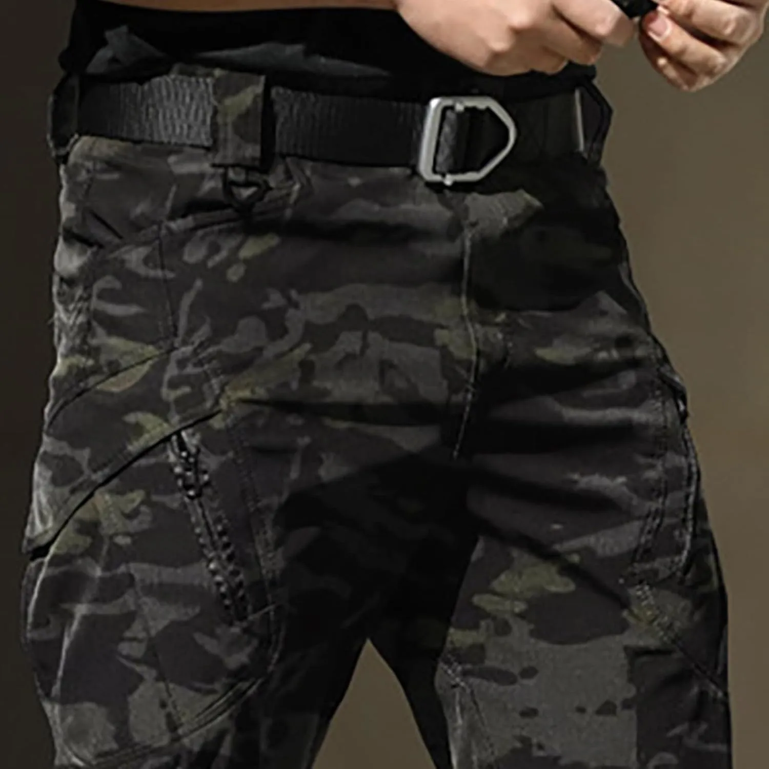Men's Tapered Hiking Cargo Pants Lightweight Water-Resistant Flex Ripstop Trousers Outdoor Casual Jogger Camo Lounge Pants