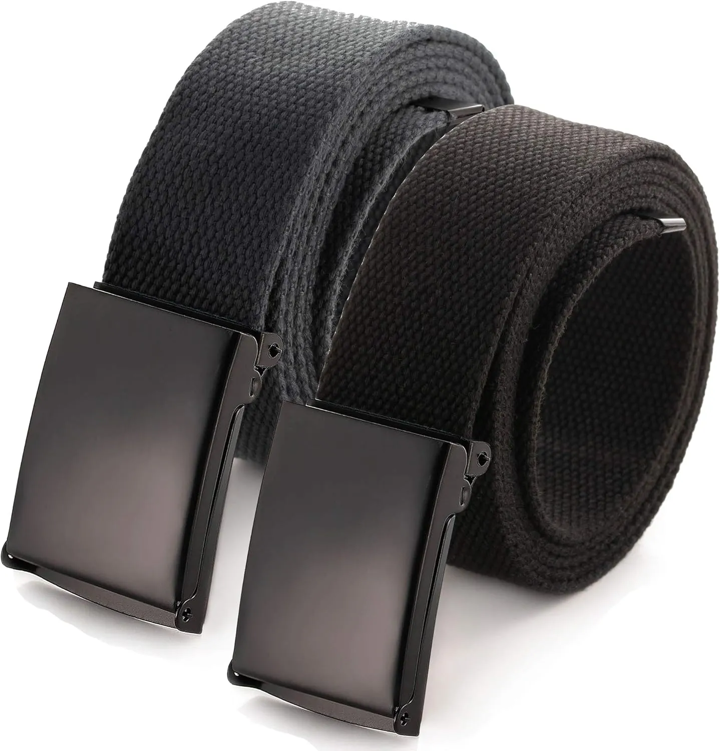 Mile High Life Cut To Fit Canvas Web Belt Size Up to 52" with Flip-Top Solid Black Military Buckle