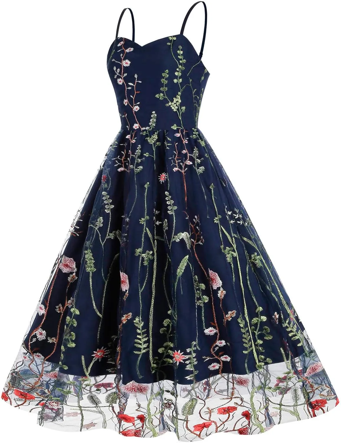 Mini Dress for Women Floral Embroidered Long Sleeve Bodycon Party Dress Sexy Mesh Sheer Fitted Evening Dresses