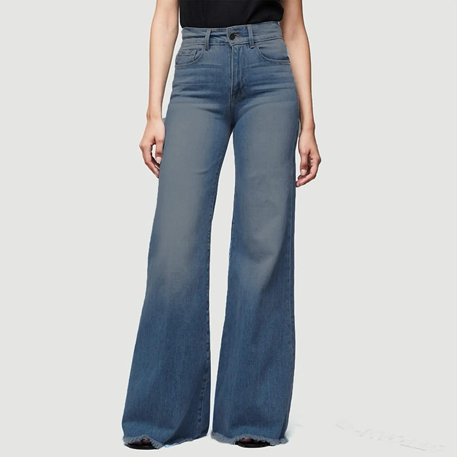 Mom Jeans, Women's Slim Fit Boyfriend Denim Jeans Relaxed Fit All Cotton Straight Leg Jean