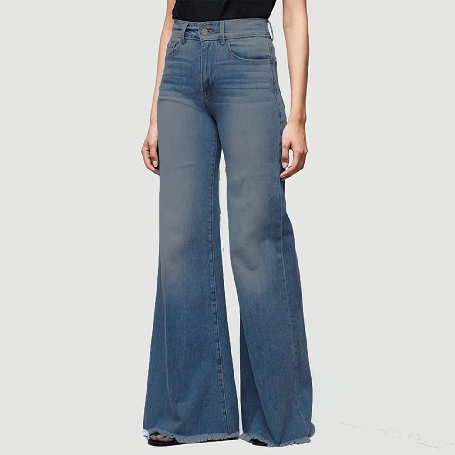 Mom Jeans, Women's Slim Fit Boyfriend Denim Jeans Relaxed Fit All Cotton Straight Leg Jean