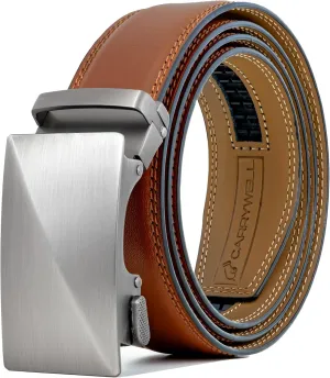 (Not Made In China) Men's Belt Leather Ratchet, Adjustable and Customizable Fit, For Dress Pants and Casual Jeans
