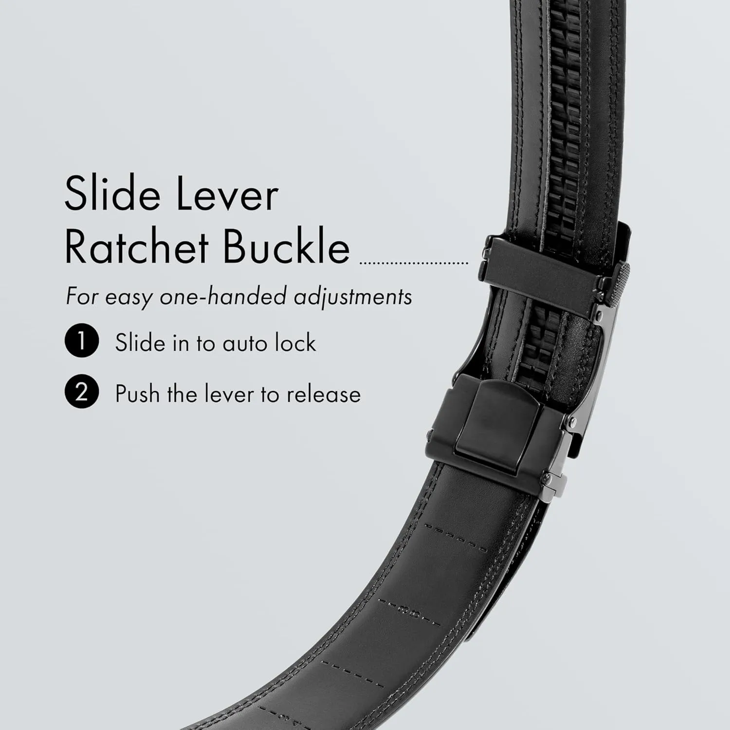 (Not Made In China) Men's Belt Leather Ratchet, Adjustable and Customizable Fit, For Dress Pants and Casual Jeans