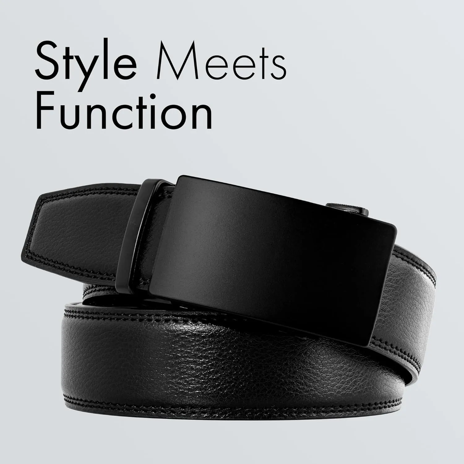 (Not Made In China) Men's Belt Leather Ratchet, Adjustable and Customizable Fit, For Dress Pants and Casual Jeans