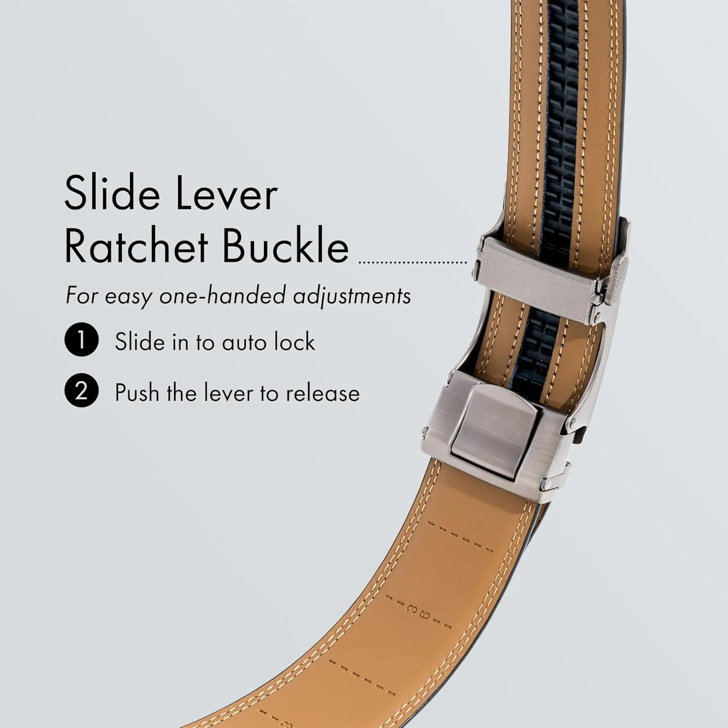 (Not Made In China) Men's Belt Leather Ratchet, Adjustable and Customizable Fit, For Dress Pants and Casual Jeans