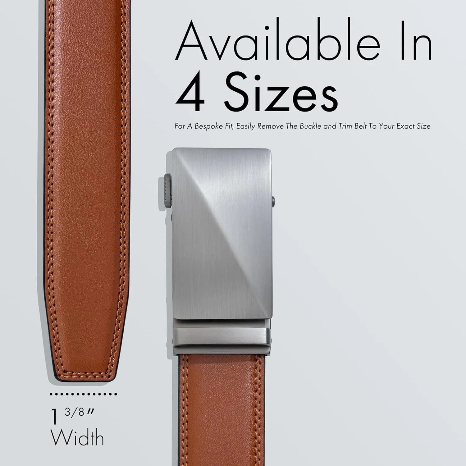 (Not Made In China) Men's Belt Leather Ratchet, Adjustable and Customizable Fit, For Dress Pants and Casual Jeans