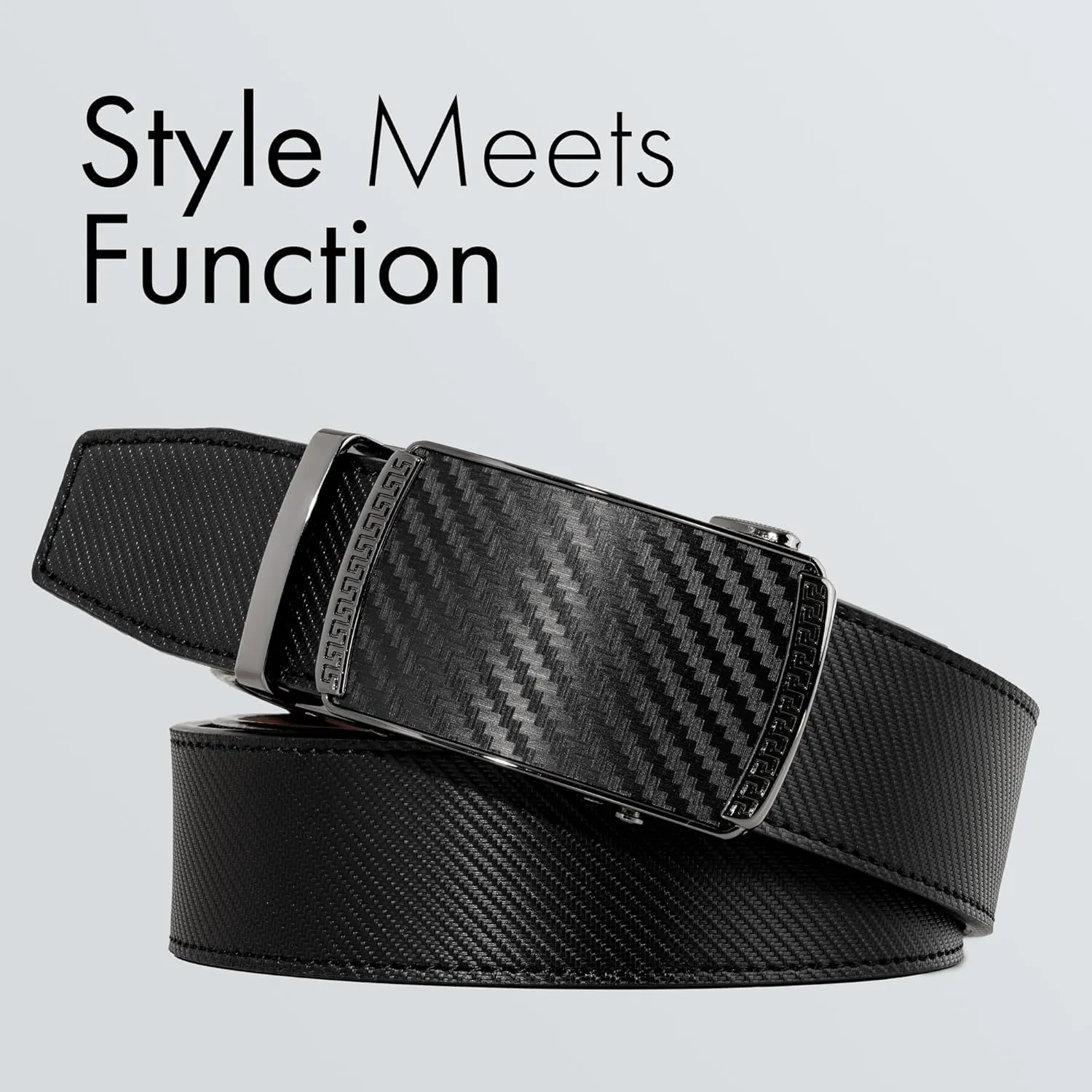 (Not Made In China) Men's Belt Leather Ratchet, Adjustable and Customizable Fit, For Dress Pants and Casual Jeans