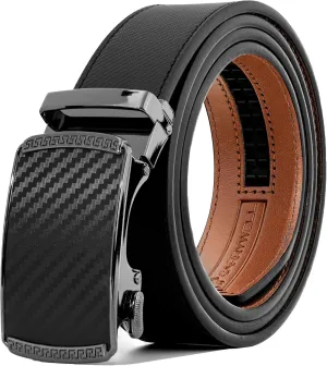 (Not Made In China) Men's Belt Leather Ratchet, Adjustable and Customizable Fit, For Dress Pants and Casual Jeans