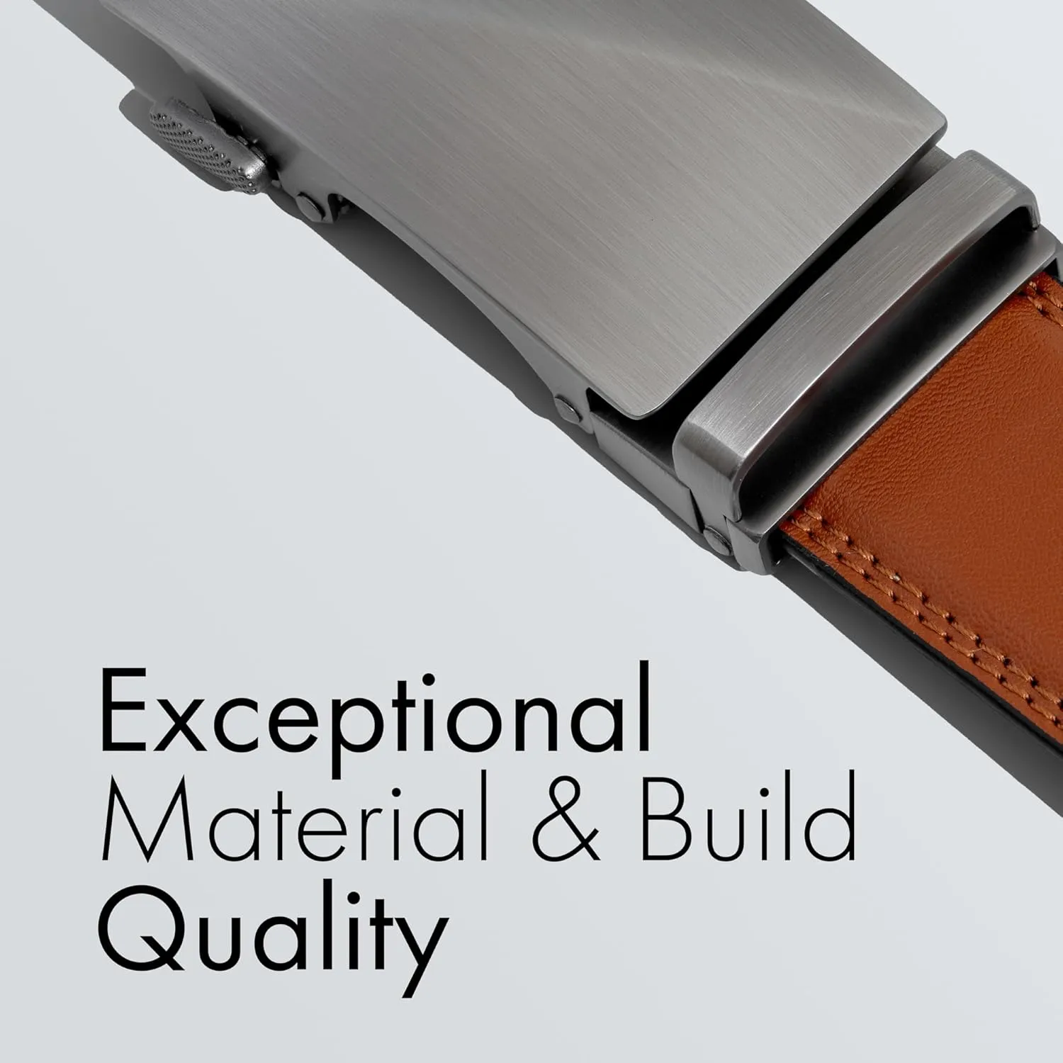 (Not Made In China) Men's Belt Leather Ratchet, Adjustable and Customizable Fit, For Dress Pants and Casual Jeans